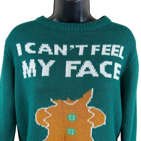 AMERICAN STITCH, Gingerbread, “I Can’t Feel My Face” Ugly Christmas Sweater - Picture 2 of 8